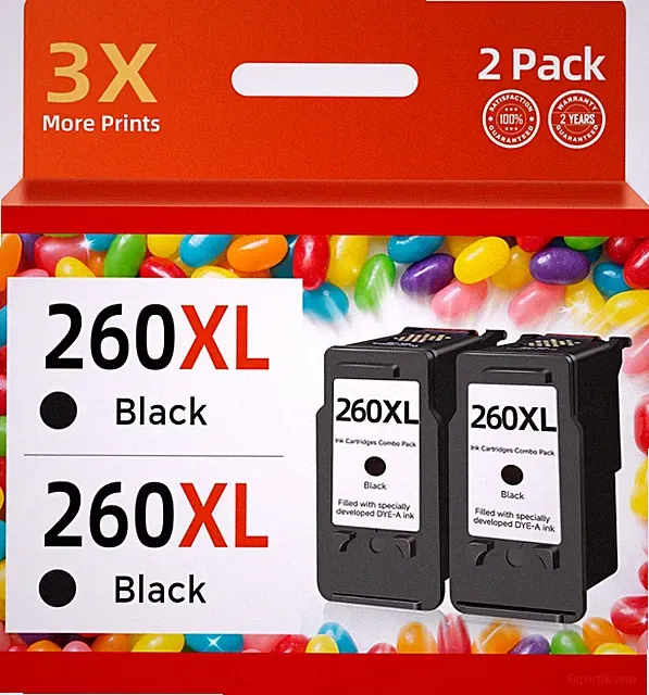 260XL Black Ink Cartridges Compatible Replacement for Canon 260 Black Ink PG-260